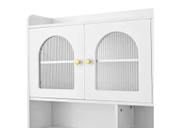 Buffet de cozinha moderno 140x40x190cm - con prateleiras abertas - con 3 gavetas e 5 portas - Branco