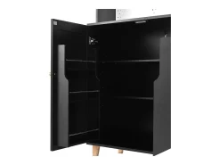 Buffet de cozinha moderno 120x40x184cm - con tomada e porta-copos de vinho - com 3 gavetas e 5 portas - Preto