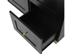Buffet de cozinha moderno 120x40x184cm - con tomada e porta-copos de vinho - com 3 gavetas e 5 portas - Preto