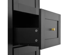 Buffet de cozinha moderno 120x40x184cm - con tomada e porta-copos de vinho - com 3 gavetas e 5 portas - Preto