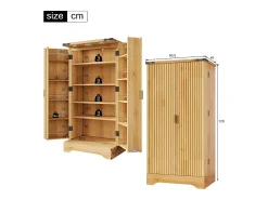 Buffet de cozinha moderno 60,5x40x120cm - con luz de sensor LED - con 2 portas e um suporte para especiarias - Natural