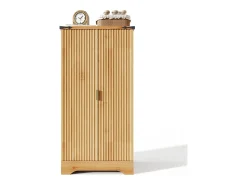 Buffet de cozinha moderno 60,5x40x120cm - con luz de sensor LED - con 2 portas e um suporte para especiarias - Natural