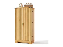 Buffet de cozinha moderno 60,5x40x120cm - con luz de sensor LED - con 2 portas e um suporte para especiarias - Natural