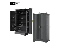 Buffet de cozinha moderno 60,5x40x120cm - con luz de sensor LED - con 2 portas e um suporte para especiarias - Preto