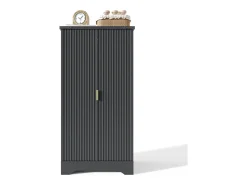 Buffet de cozinha moderno 60,5x40x120cm - con luz de sensor LED - con 2 portas e um suporte para especiarias - Preto