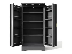 Buffet de cozinha moderno 60,5x40x120cm - con luz de sensor LED - con 2 portas e um suporte para especiarias - Preto