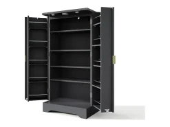 Buffet de cozinha moderno 60,5x40x120cm - con luz de sensor LED - con 2 portas e um suporte para especiarias - Preto