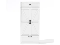 Buffet de cozinha 80x40x180 cm - com prateleiras ajustáveis e adega - com 1 gaveta e 4 portas - Branco