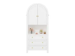 Buffet de cozinha 70x35x180 cm - 2 portas e 3 gavetas - tampo arqueado - Branco