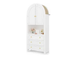 Buffet de cozinha 70x35x180 cm - 2 portas e 3 gavetas - tampo arqueado - Branco