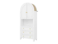 Buffet de cozinha 70x35x180 cm - 2 portas e 3 gavetas - tampo arqueado - Branco