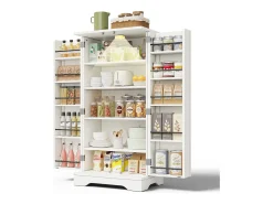 Buffet de cozinha 60x40x120 cm - com sensor de luz LED - com 2 portas - com prateleiras - Branco