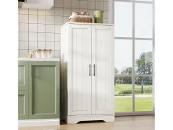 Buffet de cozinha 60x40x120 cm - com sensor de luz LED - com 2 portas - com prateleiras - Branco