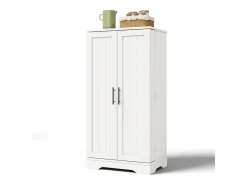 Buffet de cozinha 60x40x120 cm - com sensor de luz LED - com 2 portas - com prateleiras - Branco