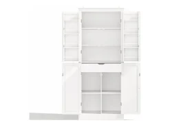 Buffet de cozinha 75x40x180cm - 2 portas de armazenamento con prateleiras - 1 gaveta e compartimento de armazenamento - Branco