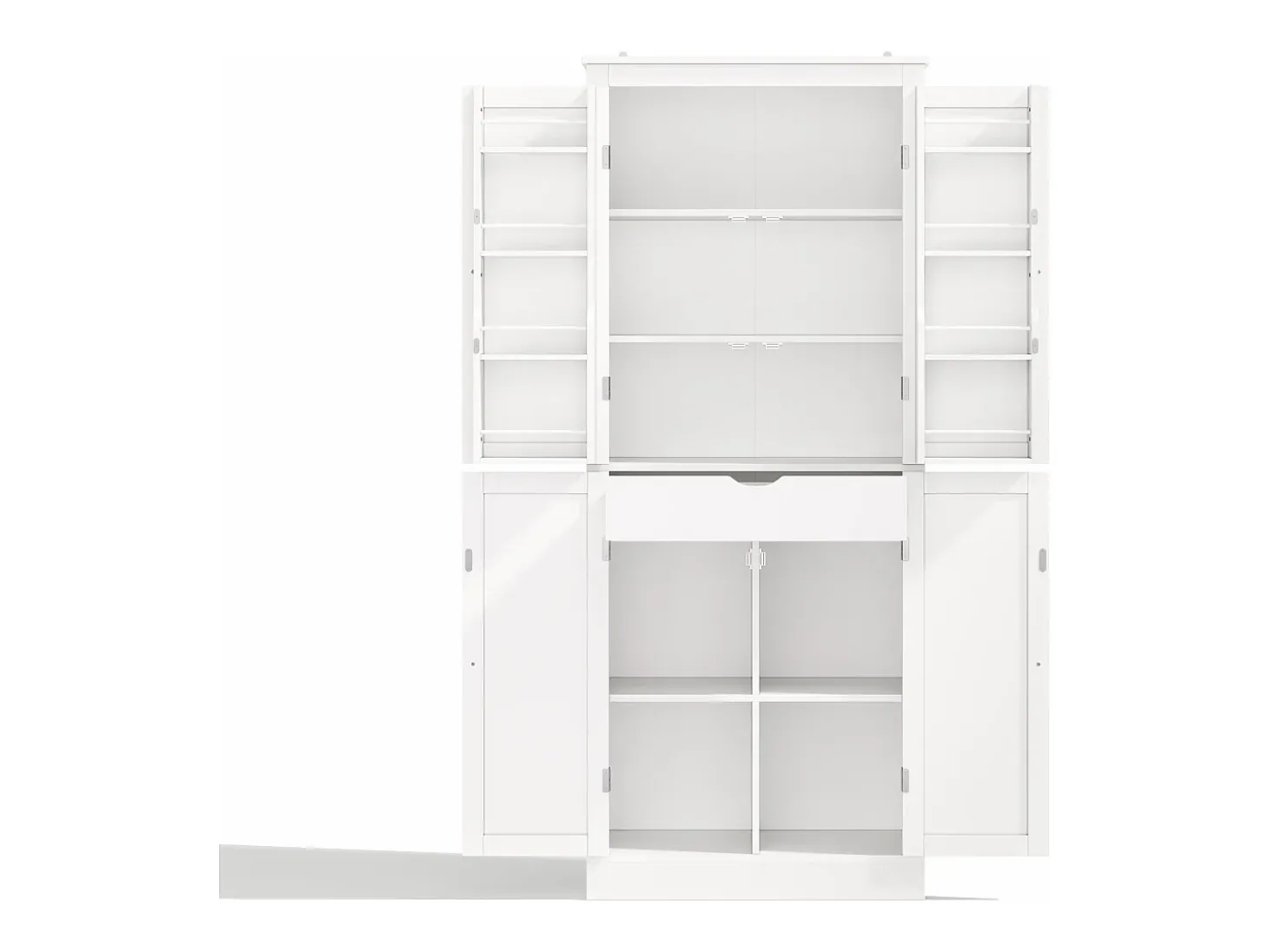 Buffet de cozinha 75x40x180cm - 2 portas de armazenamento con prateleiras - 1 gaveta e compartimento de armazenamento - Branco
