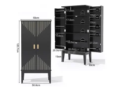 Buffet de cozinha 59x30x120cm - 2 portas de armazenamento con prateleiras - estilo retrô - Preto