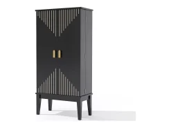 Buffet de cozinha 59x30x120cm - 2 portas de armazenamento con prateleiras - estilo retrô - Preto