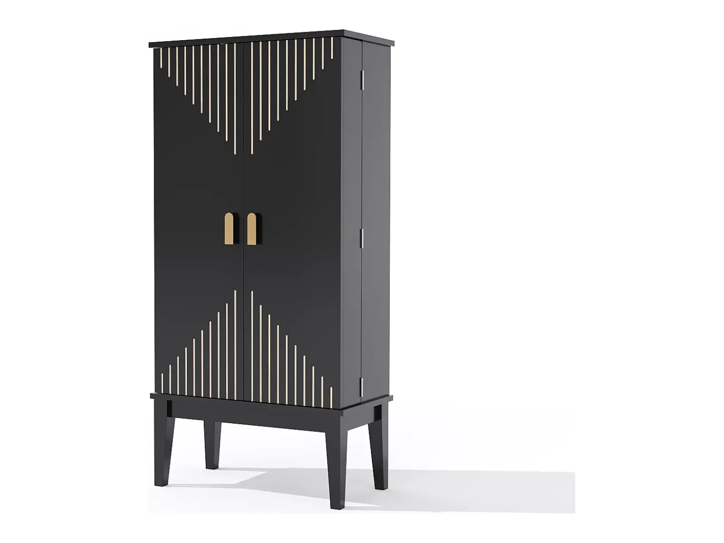 Buffet de cozinha 59x30x120cm - 2 portas de armazenamento con prateleiras - estilo retrô - Preto