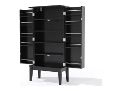 Buffet de cozinha 59x30x120cm - 2 portas de armazenamento con prateleiras - estilo retrô - Preto