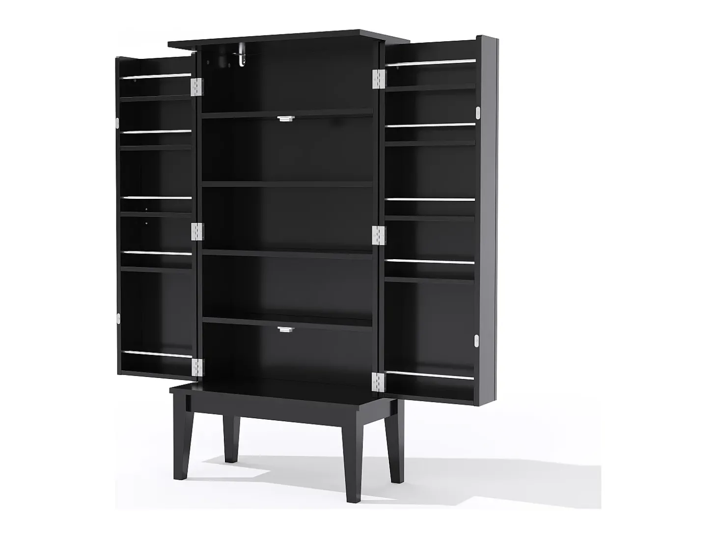 Buffet de cozinha 59x30x120cm - 2 portas de armazenamento con prateleiras - estilo retrô - Preto