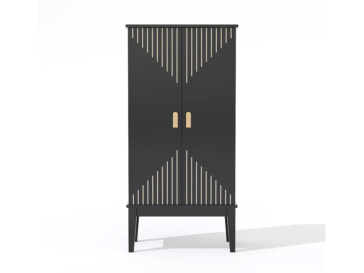 Buffet de cozinha 59x30x120cm - 2 portas de armazenamento con prateleiras - estilo retrô - Preto