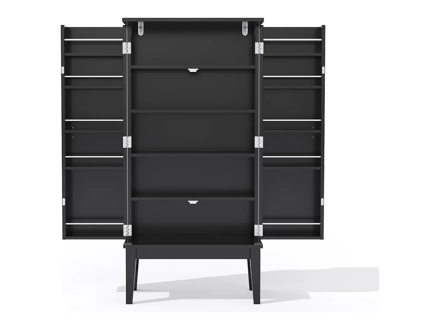 Buffet de cozinha 59x30x120cm - 2 portas de armazenamento con prateleiras - estilo retrô - Preto