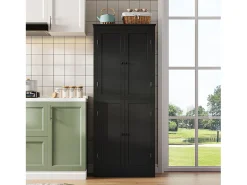 Buffet de cozinha 75x40x180cm - 2 portas de armazenamento con prateleiras - 1 gaveta e compartimento de armazenamento - Preto