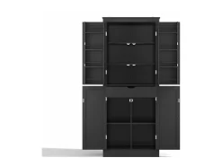 Buffet de cozinha 75x40x180cm - 2 portas de armazenamento con prateleiras - 1 gaveta e compartimento de armazenamento - Preto