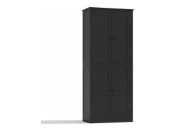 Buffet de cozinha 75x40x180cm - 2 portas de armazenamento con prateleiras - 1 gaveta e compartimento de armazenamento - Preto