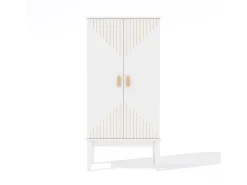 Buffet de cozinha 59x30x120cm - 2 portas de armazenamento con prateleiras - estilo retrô - Branco