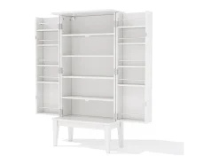 Buffet de cozinha 59x30x120cm - 2 portas de armazenamento con prateleiras - estilo retrô - Branco