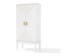 Buffet de cozinha 59x30x120cm - 2 portas de armazenamento con prateleiras - estilo retrô - Branco