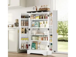 Buffet de cozinha 60.5x40x120cm - com sensor de luz LED - com 2 portas - com prateleiras ajustáveis - Branco