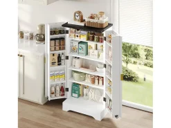 Buffet de cozinha 60.5x40x120cm - com sensor de luz LED - com 2 portas - com prateleiras ajustáveis - Branco