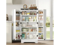 Buffet de cozinha 60.5x40x120cm - com sensor de luz LED - com 2 portas - com prateleiras ajustáveis - Branco
