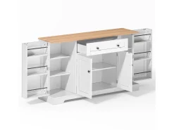Buffet moderno 138×40×85 cm - com 2 portas e 1 gaveta - 2 portas com prateleiras - branco+natural