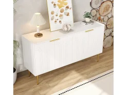 Buffet moderno 140x38x75 cm - 4 portas - Pés de metal - MDF - Branco
