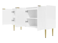 Buffet moderno 140x38x75 cm - 4 portas - Pés de metal - MDF - Branco