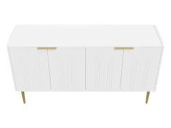 Buffet moderno 140x38x75 cm - 4 portas - Pés de metal - MDF - Branco