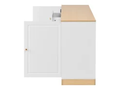 Buffet moderno 135,5x39x76 cm - 3 portas e 2 gavetas - Amplo tampo - Prateleiras ajustáveis - Painéis de partículas - Branco+natural