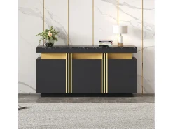Buffet moderno 140x38x70 cm - 3 portas - Prateleiras ajustáveis - preto