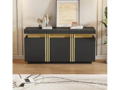 Buffet moderno 140x38x70 cm - 3 portas - Prateleiras ajustáveis - preto