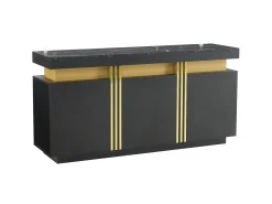 Buffet moderno 140x38x70 cm - 3 portas - Prateleiras ajustáveis - preto