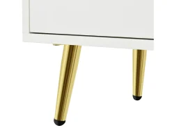Buffet moderno 140x30x82cm - con 2 gavetas e 4 portas - efeito rattan - con prateleiras ajustáveis - branco + natural
