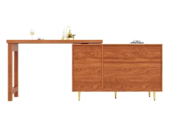 Buffet, Móveis de Bar Rotativo Extensível - MDF - Com Armazenamento Diversos - Castanho