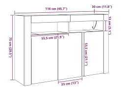 Buffet Preto 116 x 30 x 75 cm Madeira processada