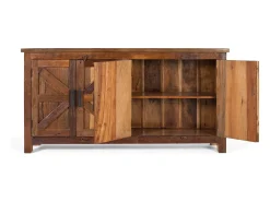 Buffet rústico de 4 portas fabricado à la main em madeira reciclada