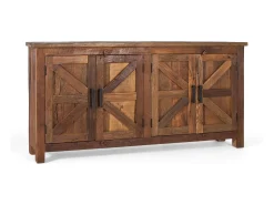 Buffet rústico de 4 portas fabricado à la main em madeira reciclada