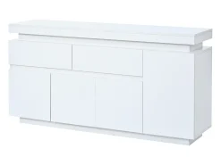 Buffet 140x35x72,5 cm - 2 gavetas e 4 portas - iluminação LED - painéis de partículas - branco